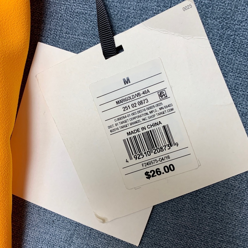 Victoria Beckham For Target Blouse Top Womens M Marigold High Neck Scallop Trim - Picture 6 of 15